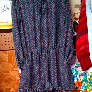 Blue and Red birds Patterned Shorts Romper